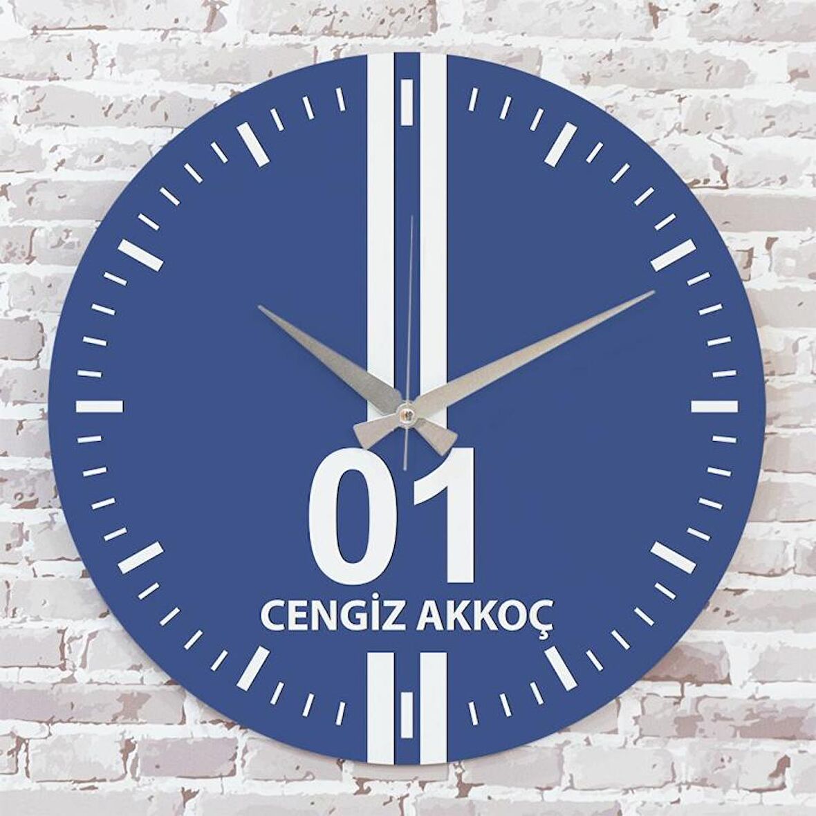 Mavi & Beyaz Adanalılara Hediye Özel Ahşap Saat 33cm  KA02-1544