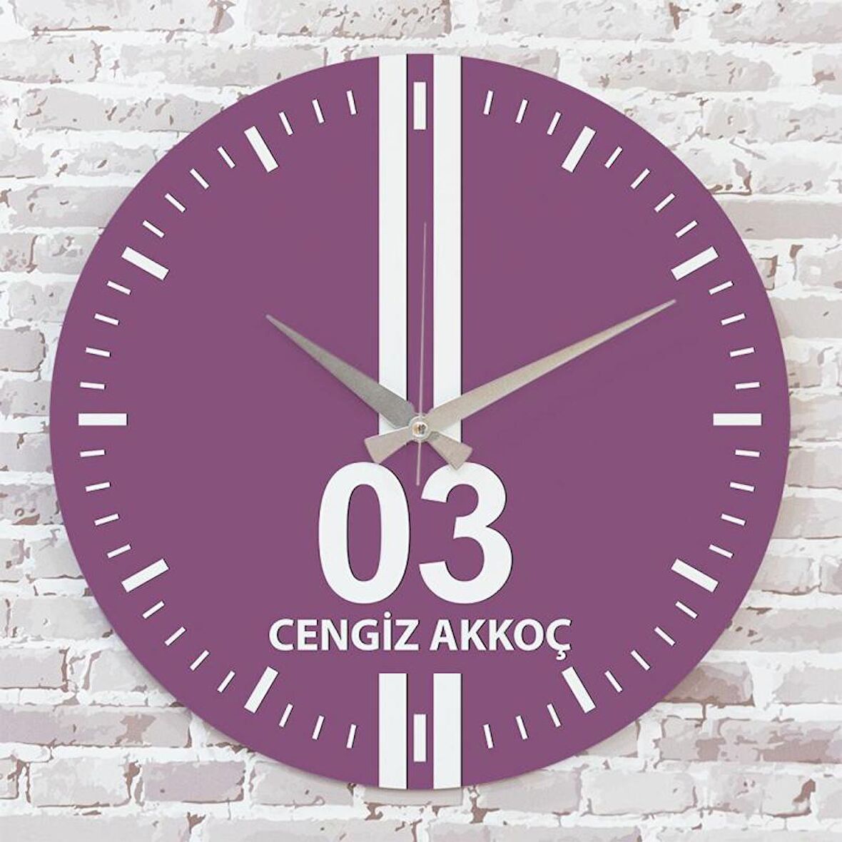 Mor & Beyaz Afyonlulara Hediye Özel Ahşap Saat 33cm  KA02-1547