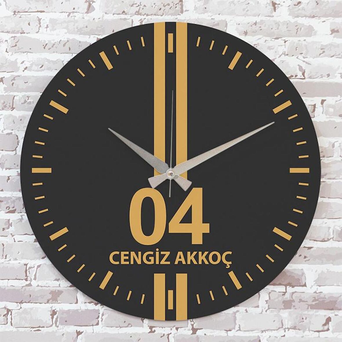 Sarı & Siyah Ağrılılara Hediye Özel Ahşap Saat 33cm  KA02-1548
