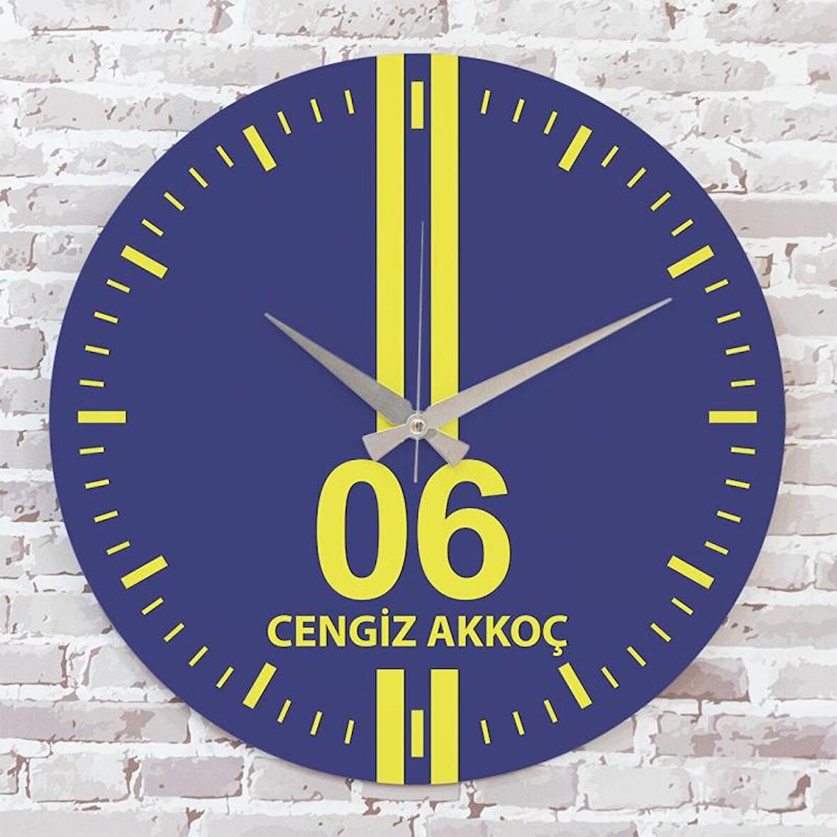 Sarı & Lacivert Ankaralılara Hediye Özel Ahşap Saat 33cm  KA02-1550