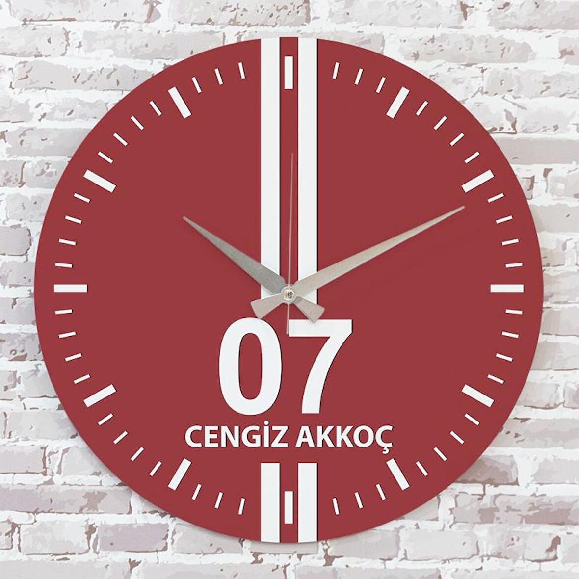 Kırmızı & Beyaz Antalyalılara Hediye Ahşap Saat 33cm  KA02-1552