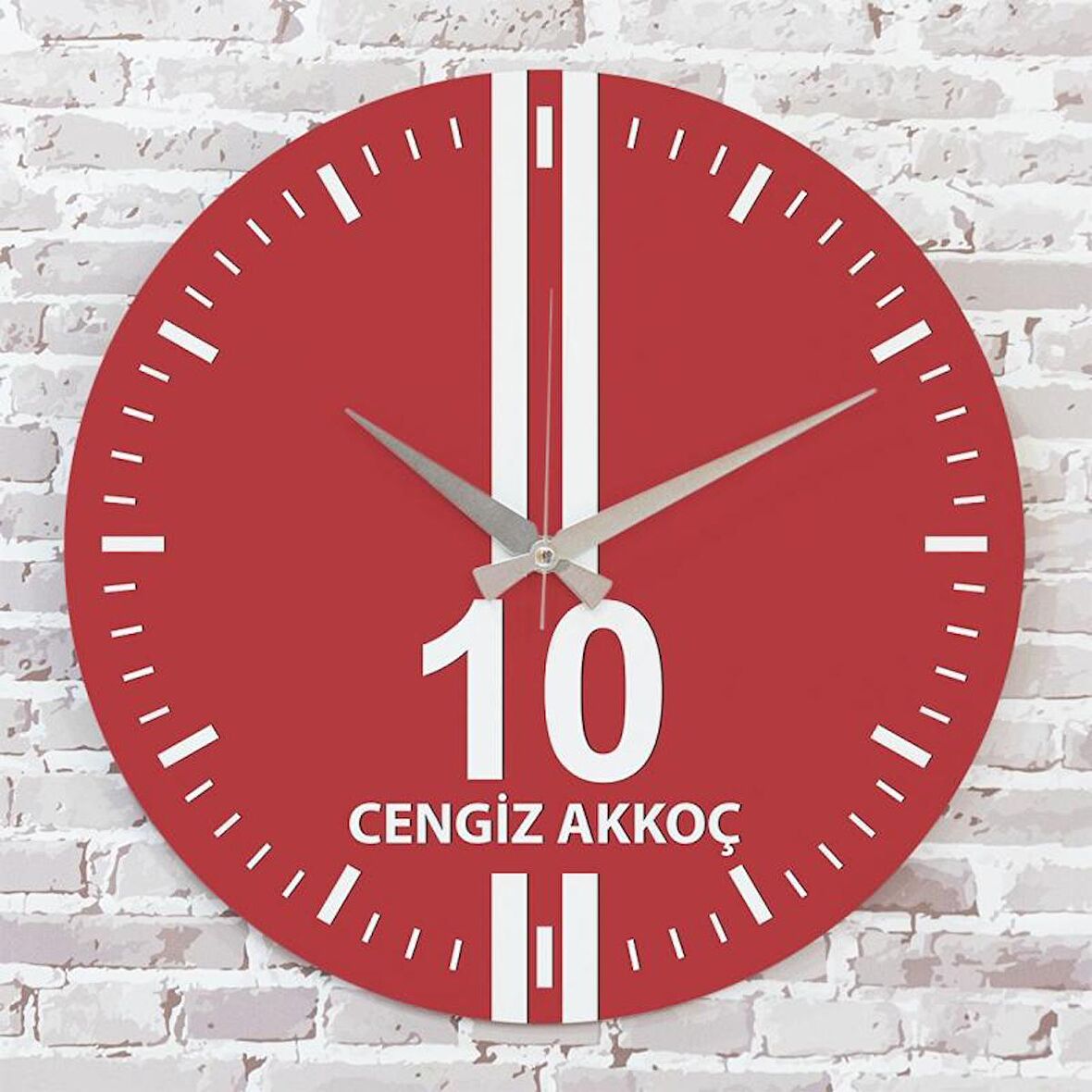 Kırmızı & Beyaz Balıkesirlilere Hediye Ahşap Saat 33cm  KA02-1556