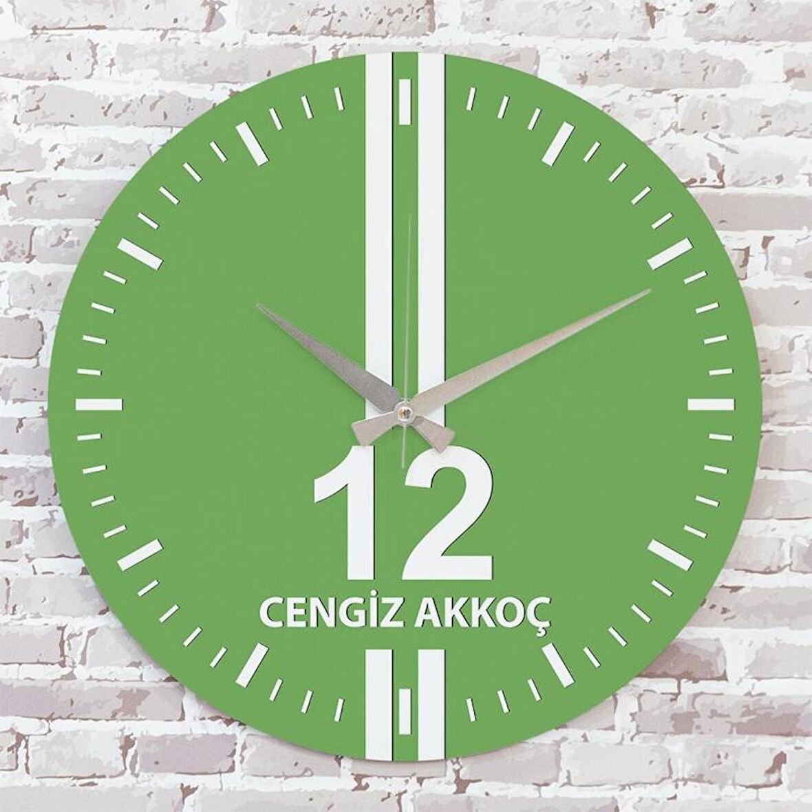 Yeşil & Beyaz Bingöllülere Hediye Ahşap Saat 33cm  KA02-1558