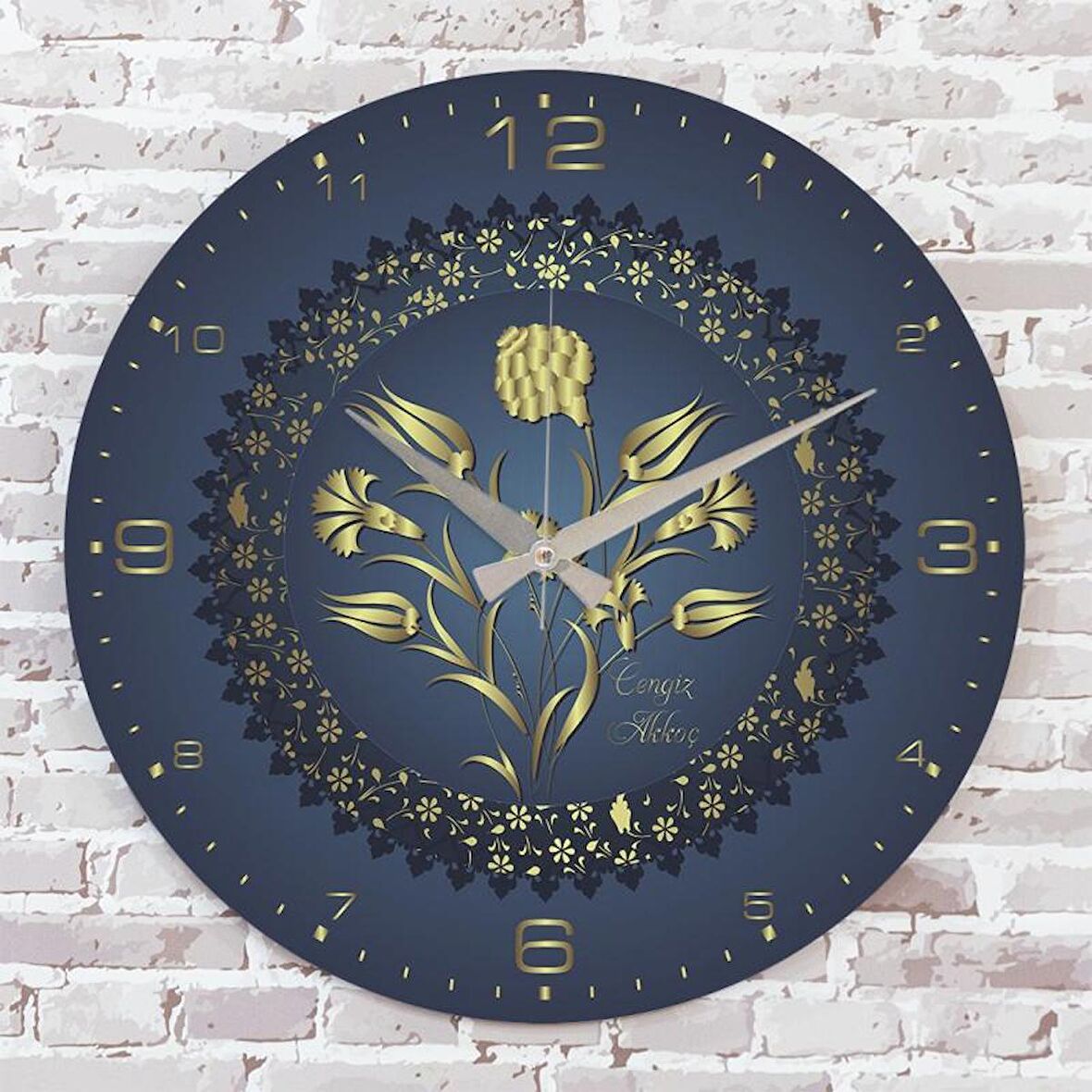 Kişiye Özel Çini Desenli Hediye Saat 33cm  KA02-1683