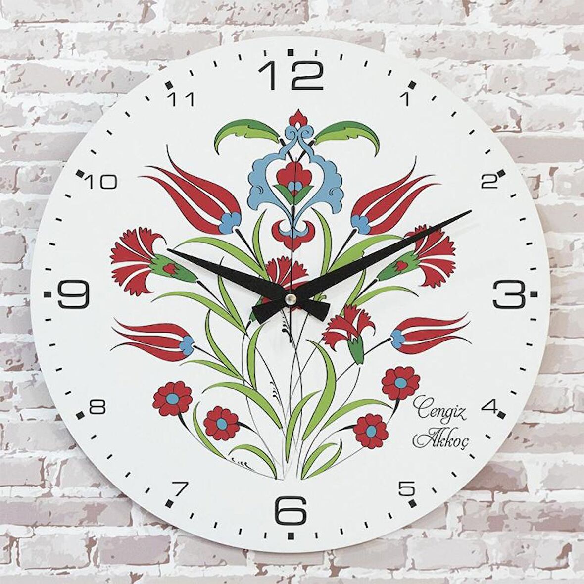Kişiye Özel Çini Desenli Hediye Saat 33cm  KA02-1686