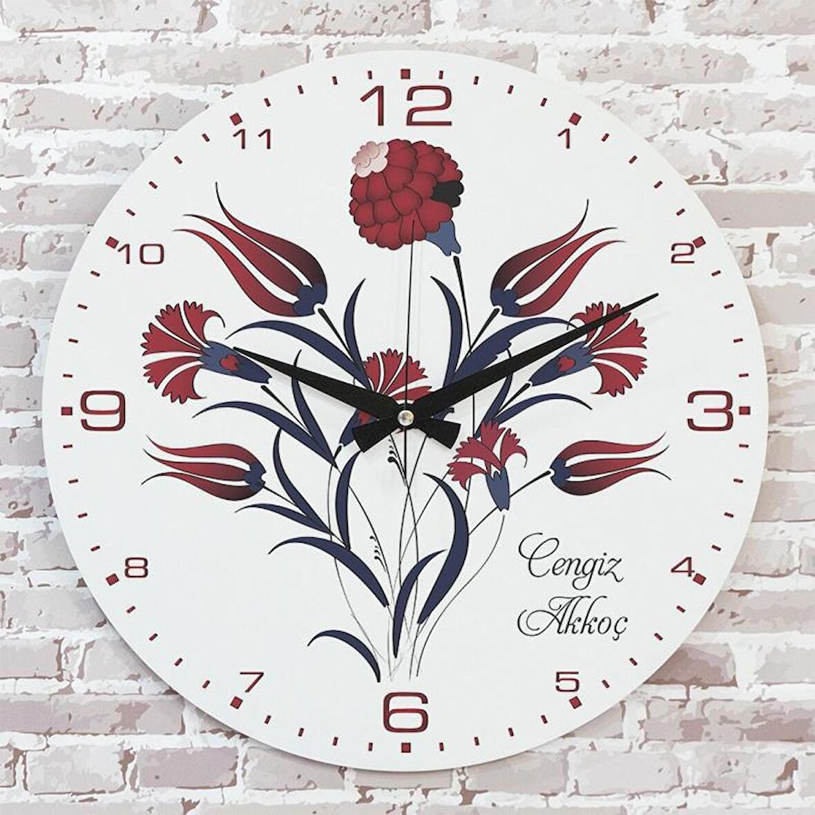 Kişiye Özel Çini Desenli Hediye Saat 33cm  KA02-1688