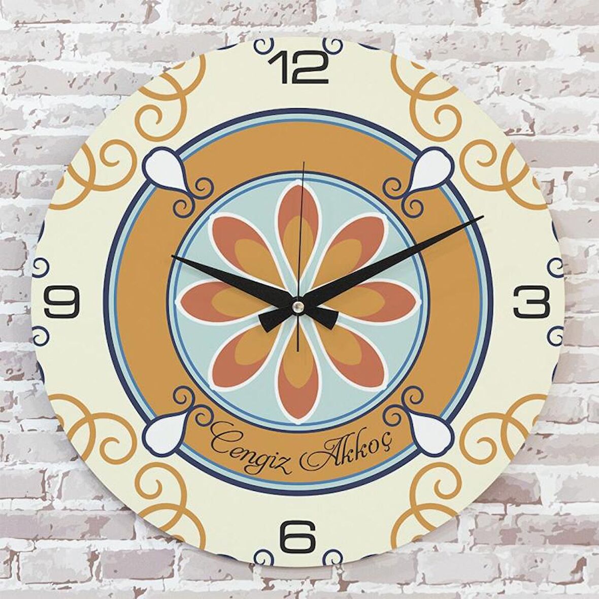 Kişiye Özel Çini Desenli Hediye Saat 33cm  KA02-1689