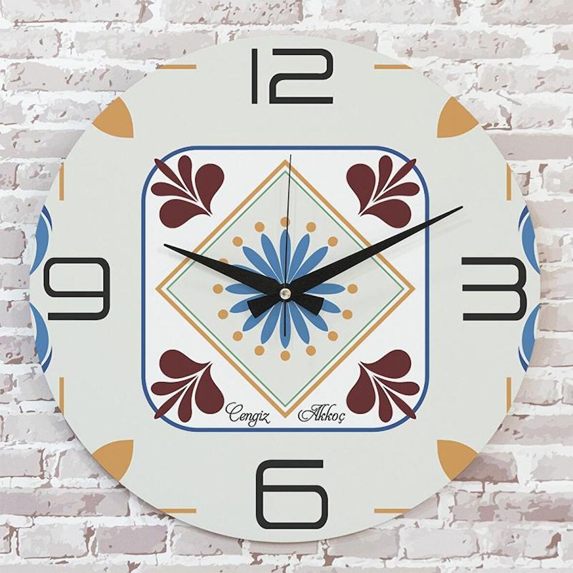 Kişiye Özel Çini Desenli Hediye Saat 33cm  KA02-1690