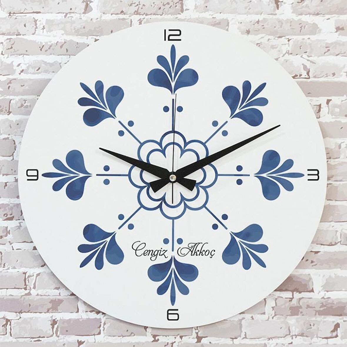 Kişiye Özel Çini Desenli Hediye Saat 33cm  KA02-1692