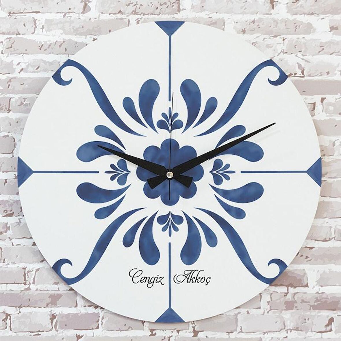 Kişiye Özel Çini Desenli Hediye Saat 33cm  KA02-1693