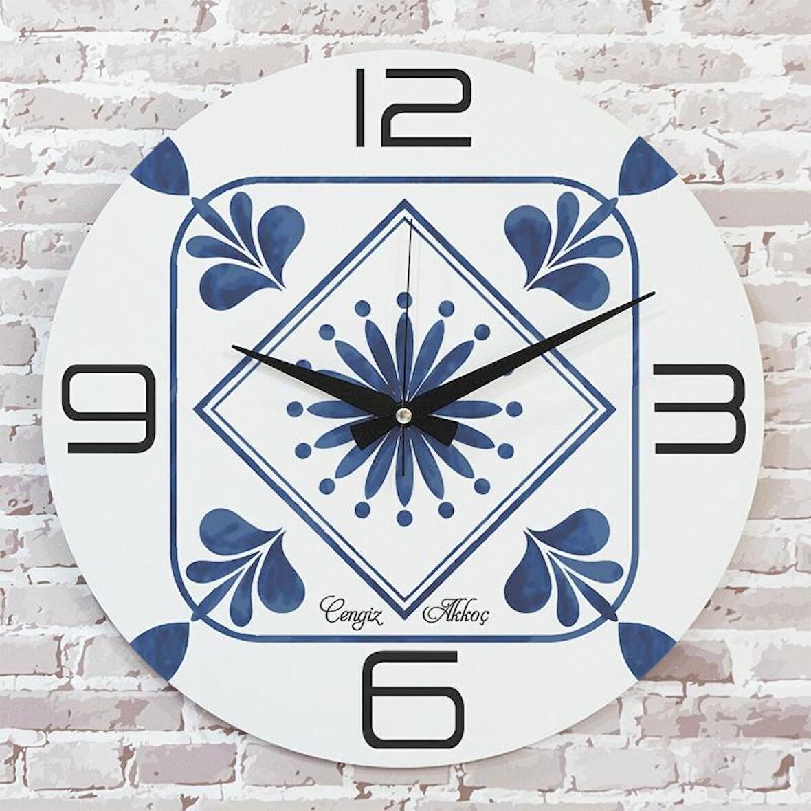 Kişiye Özel Çini Desenli Hediye Saat 33cm  KA02-1694