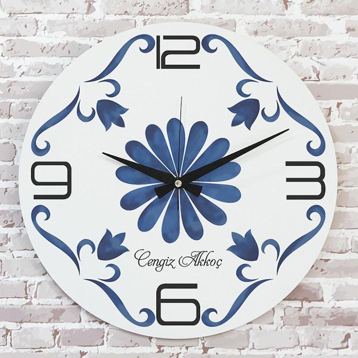 Kişiye Özel Çini Desenli Hediye Saat 33cm  KA02-1695