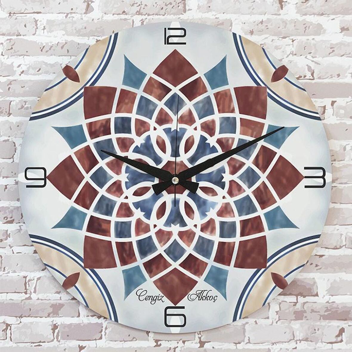 Kişiye Özel Çini Desenli Hediye Saat 33cm  KA02-1697