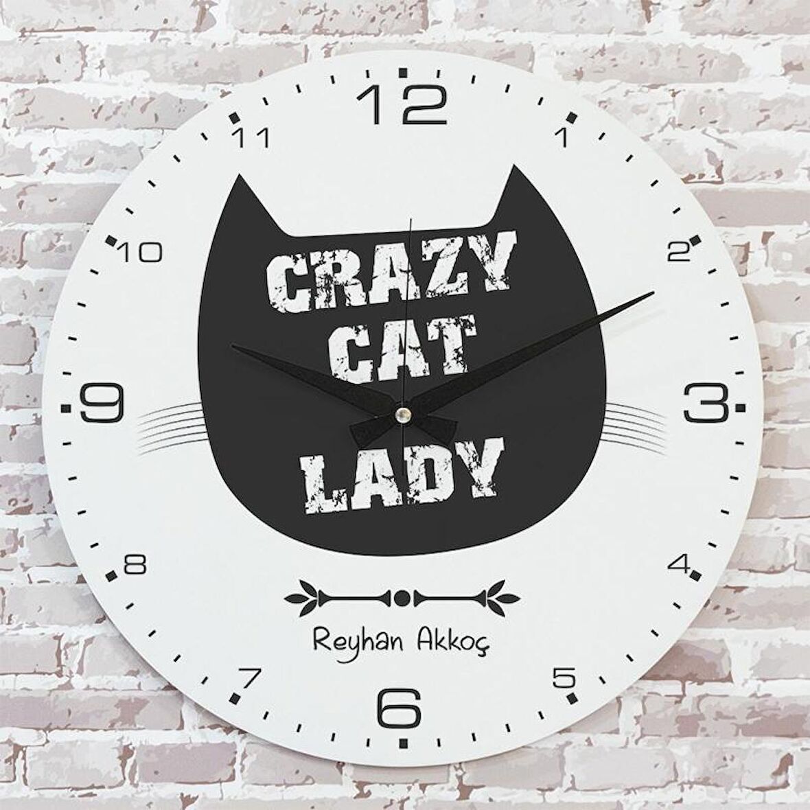 Kişiye Özel Crazy Cat Lady Tasarımlı Hediye Saat 33cm  KA02-1706
