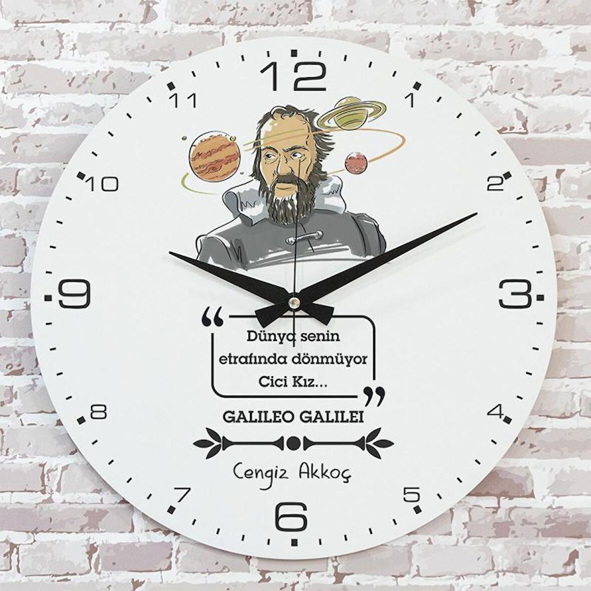 Kişiye Özel Galileo Galilei Tasarımlı Hediye Saat 33cm  KA02-1720