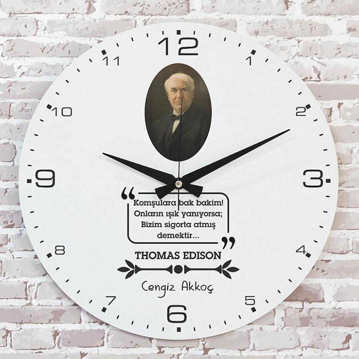 Kişiye Özel Thomas Edison Tasarımlı Hediye Saat 33cm  KA02-1721