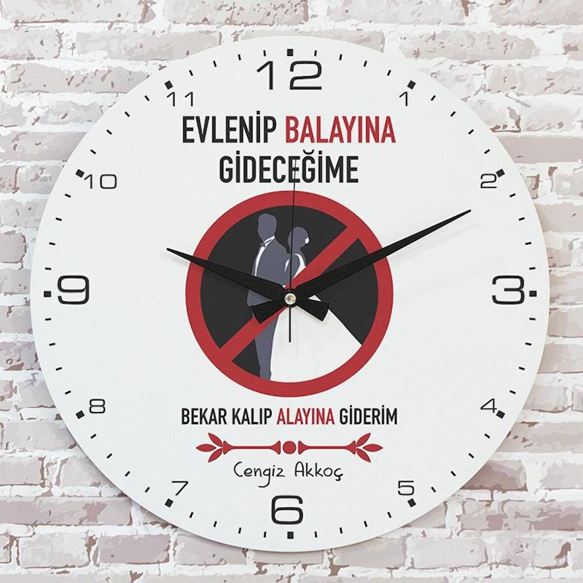 Kişiye Özel Evlenip balayına gideceğime Tasarımlı Hediye Saat 33cm  KA02-1723
