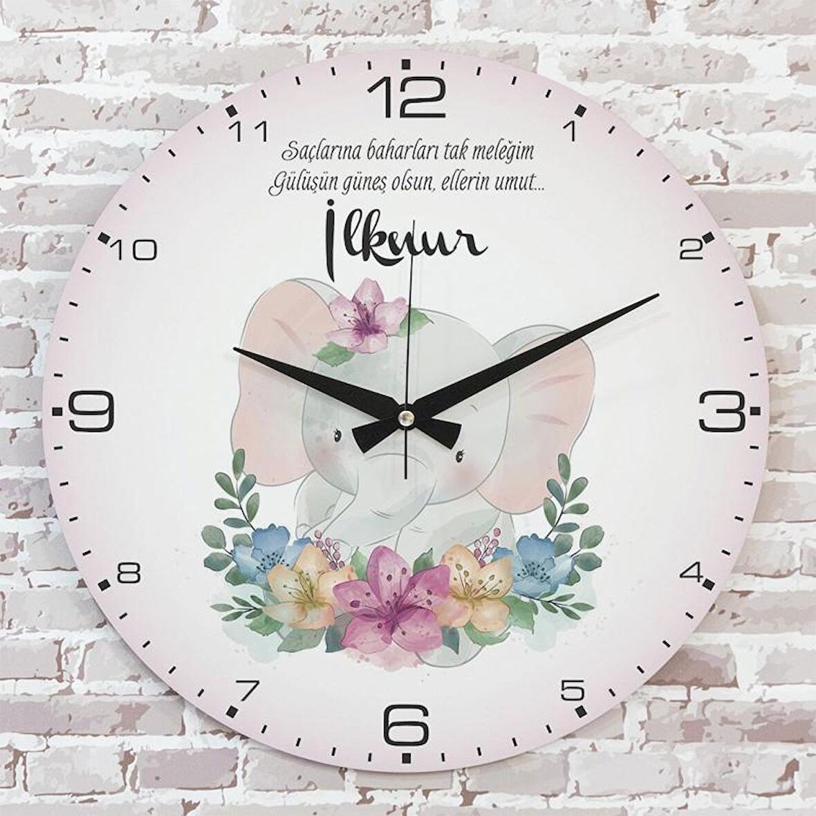 Kişiye Özel Çocuk Odası Hediyesi Ahşap Saat 33cm  KA02-1751