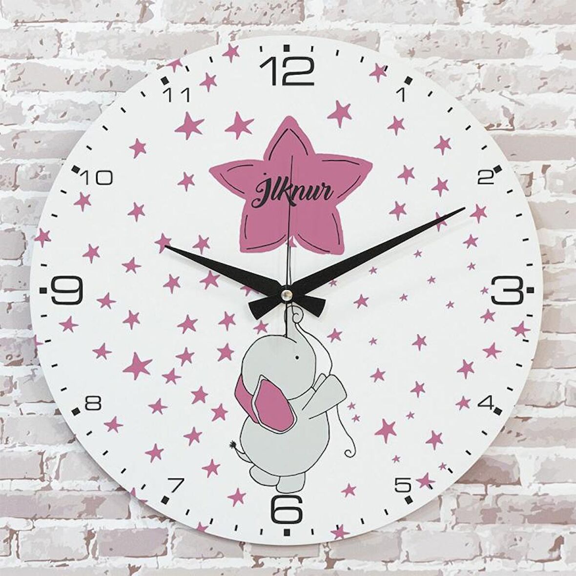 Kişiye Özel Çocuk Odası Hediyesi Ahşap Saat 33cm  KA02-1753