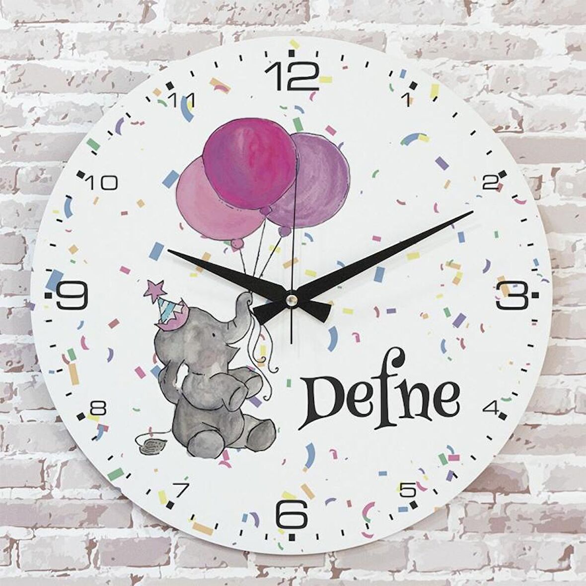 Kişiye Özel Çocuk Odası Hediyesi Ahşap Saat 33cm  KA02-1755