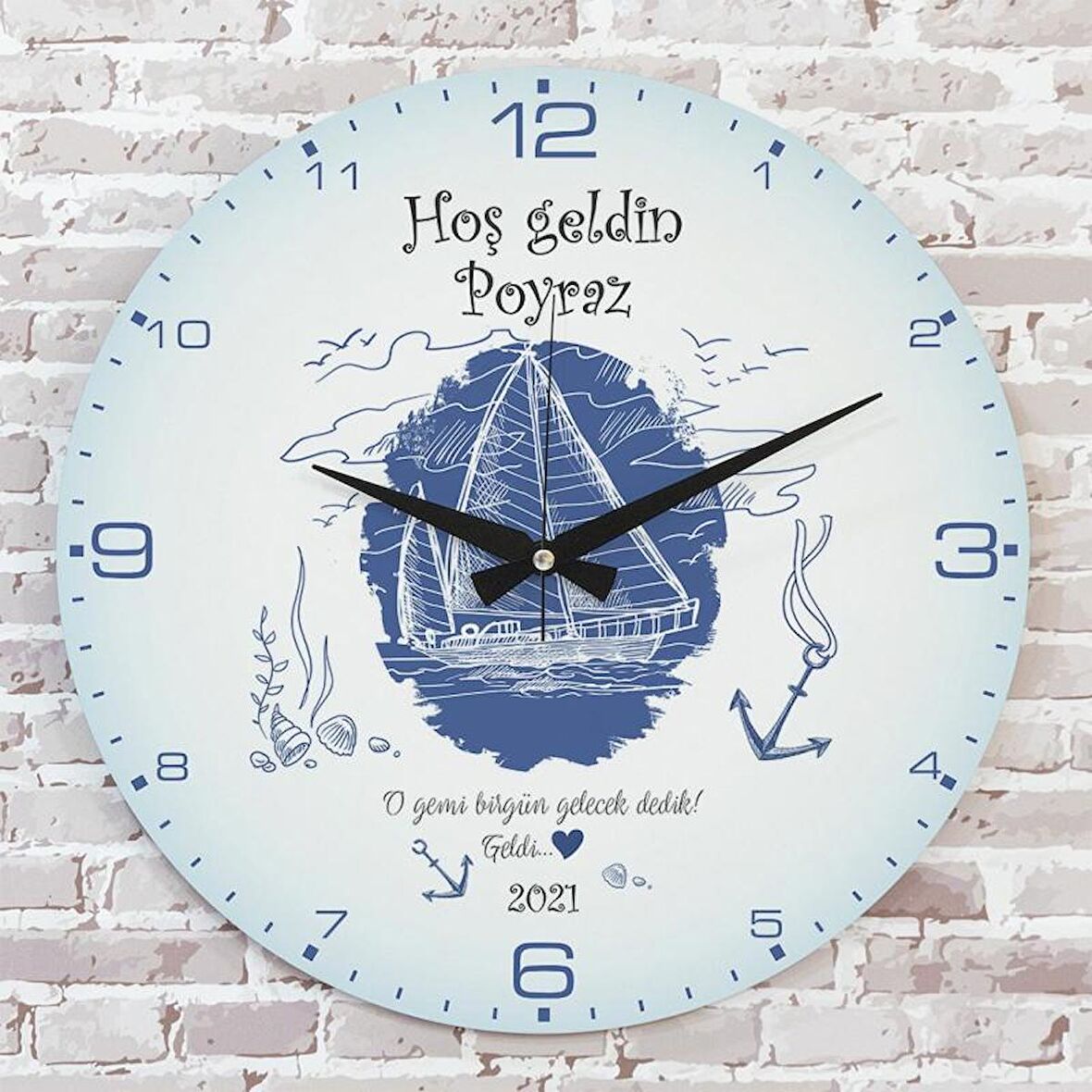 Kişiye Özel Çocuk Odası Hediyesi Ahşap Saat 33cm  KA02-1758