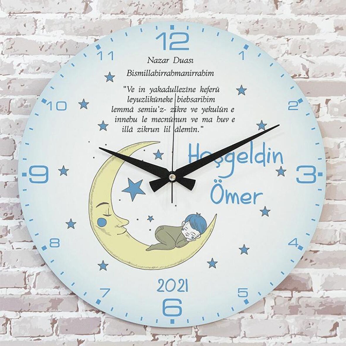 Kişiye Özel Çocuk Odası Hediyesi Ahşap Saat 33cm  KA02-1761