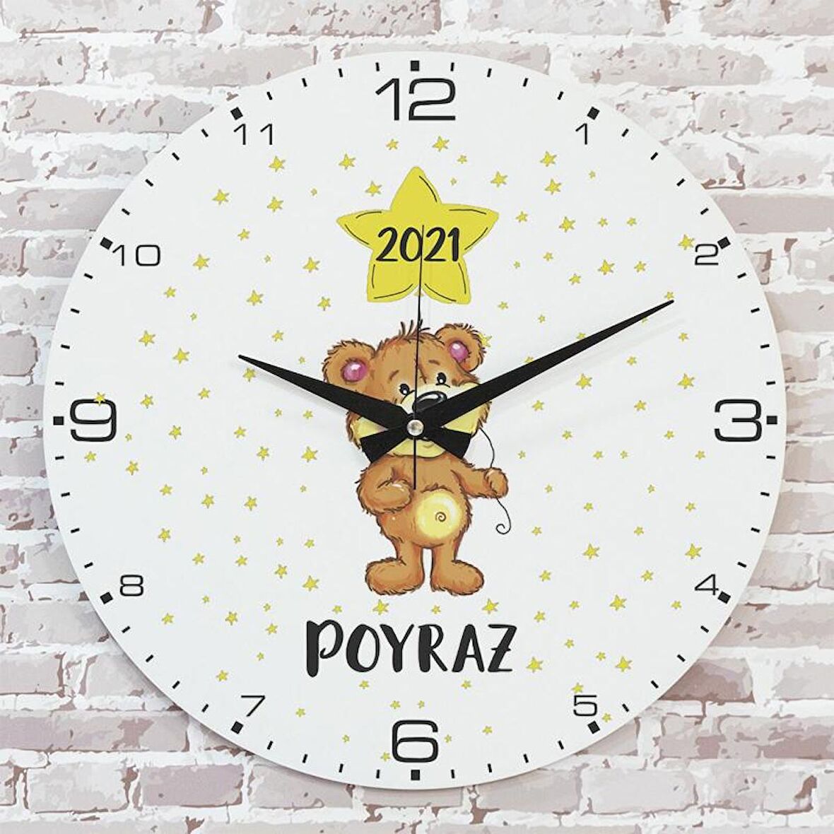 Kişiye Özel Çocuk Odası Hediyesi Ahşap Saat 33cm  KA02-1762