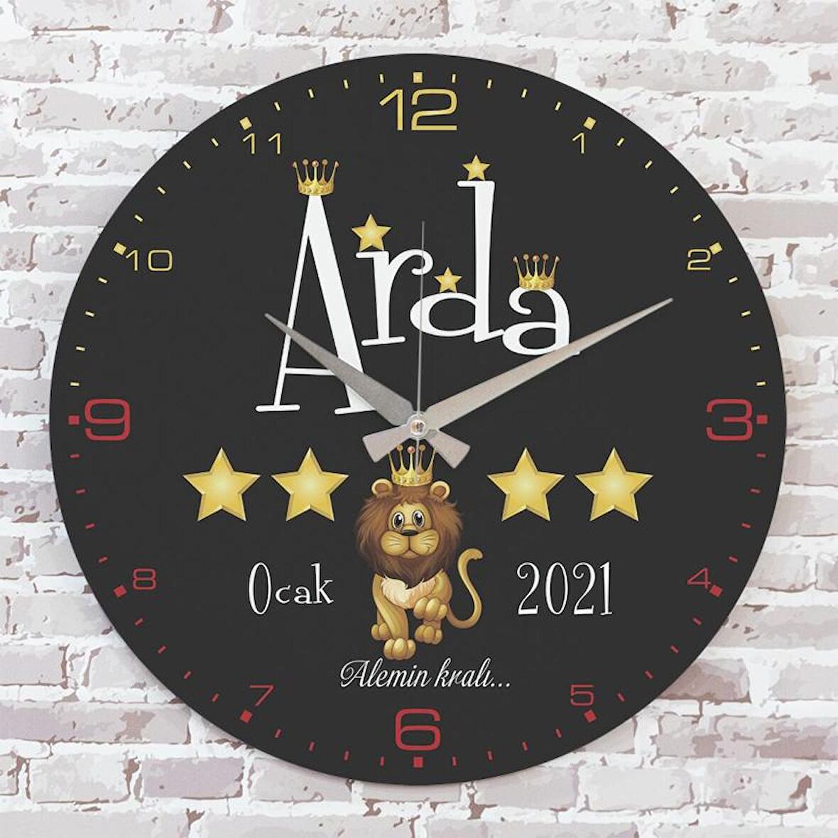 Kişiye Özel Çocuk Odası Hediyesi Ahşap Saat 33cm  KA02-1765