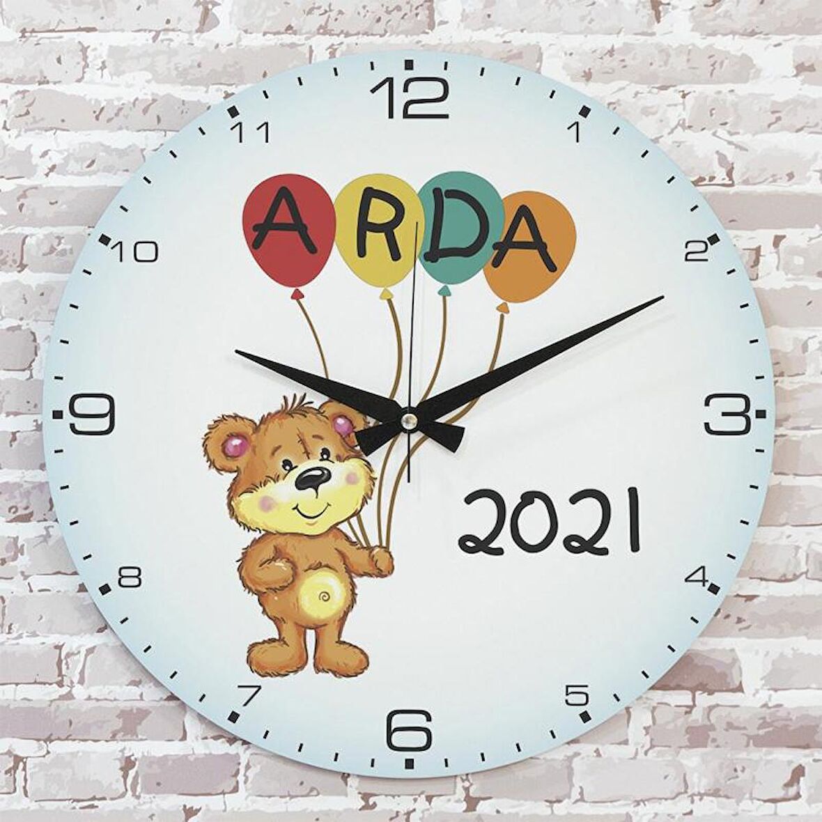 Kişiye Özel Çocuk Odası Hediyesi Ahşap Saat 33cm  KA02-1766