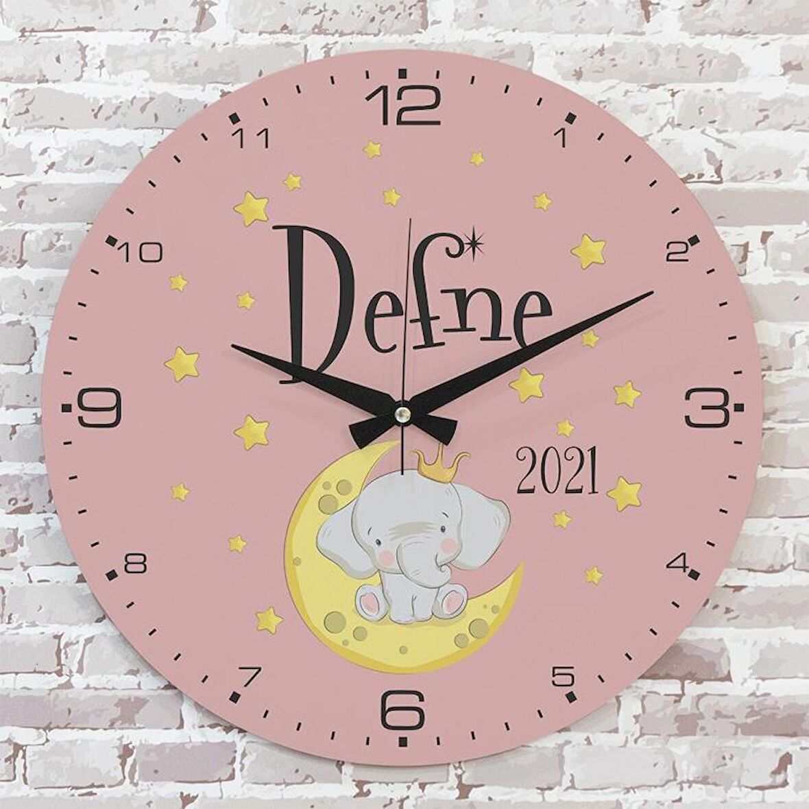 Kişiye Özel Çocuk Odası Hediyesi Ahşap Saat 33cm  KA02-1767