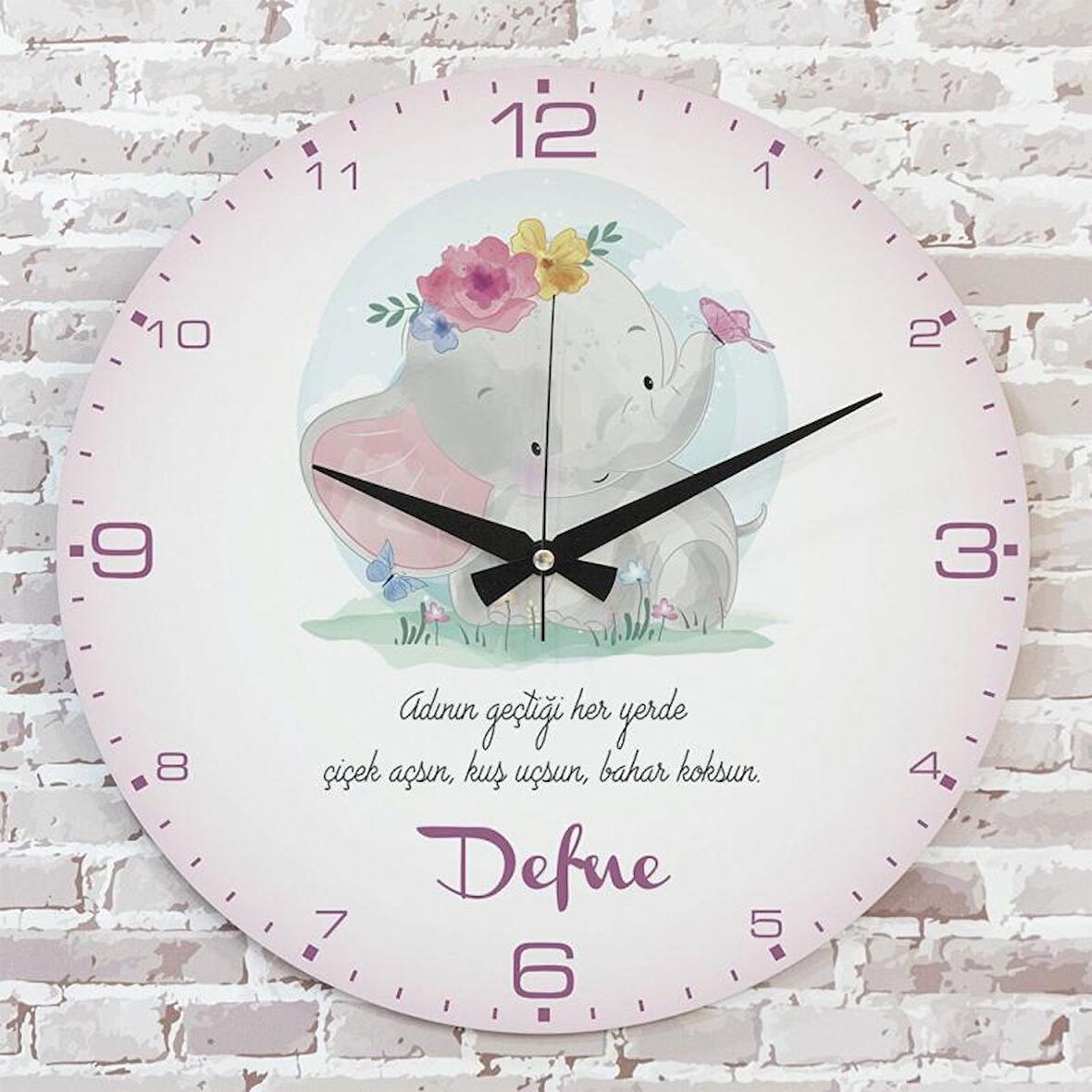 Kişiye Özel Çocuk Odası Hediyesi Ahşap Saat 33cm  KA02-1768