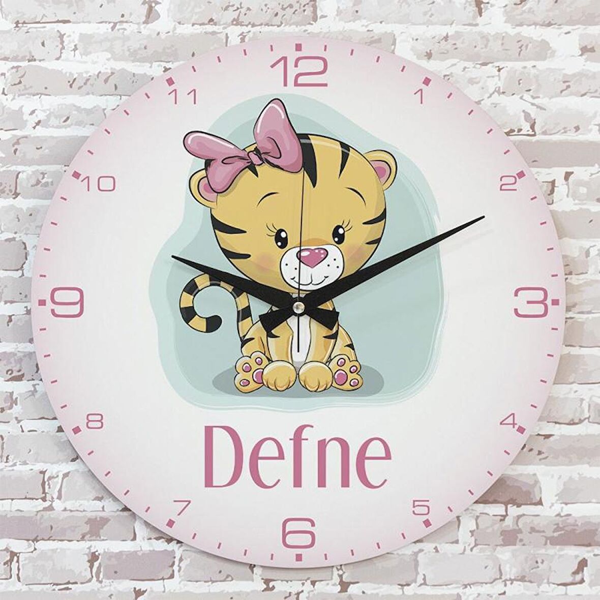 Kişiye Özel Çocuk Odası Hediyesi Ahşap Saat 33cm  KA02-1769