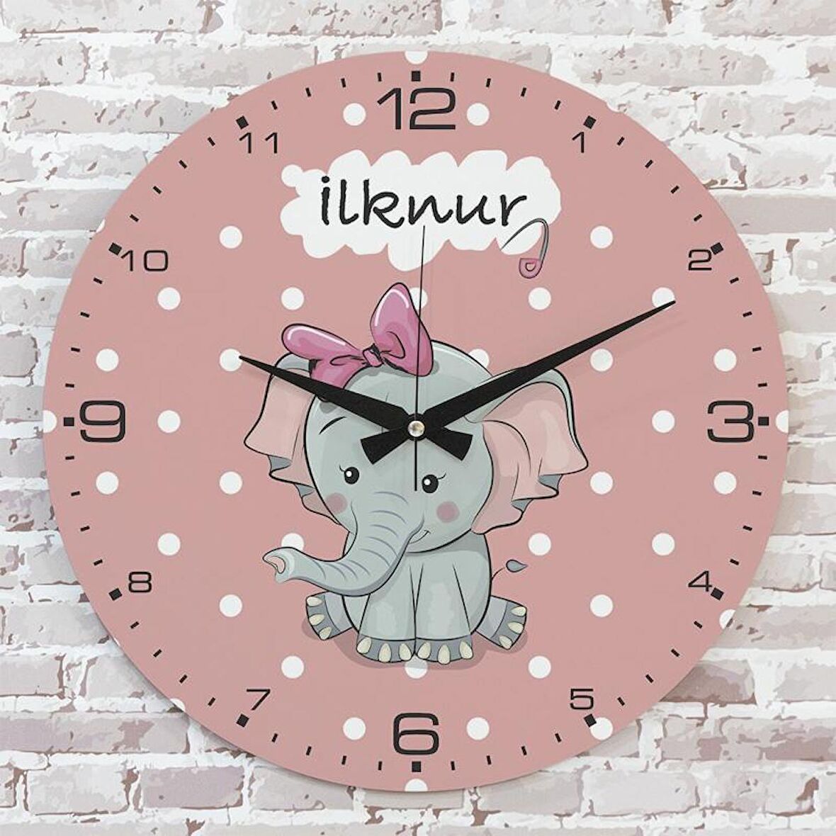 Kişiye Özel Çocuk Odası Hediyesi Ahşap Saat 33cm  KA02-1774