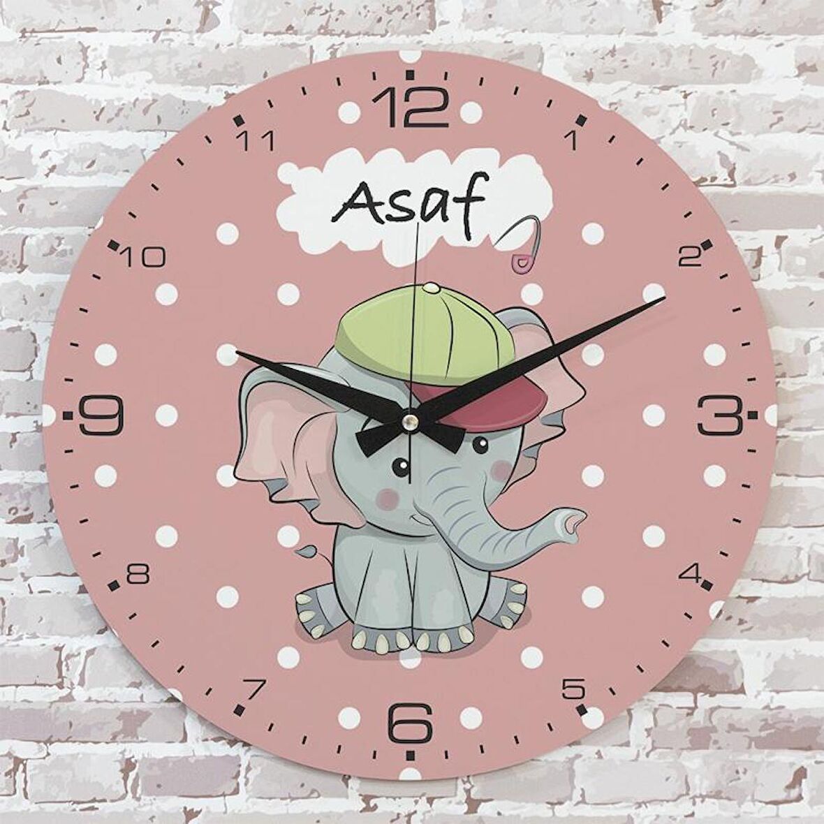 Kişiye Özel Çocuk Odası Hediyesi Ahşap Saat 33cm  KA02-1775