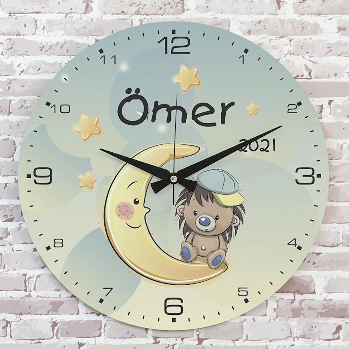 Kişiye Özel Çocuk Odası Hediyesi Ahşap Saat 33cm  KA02-1777