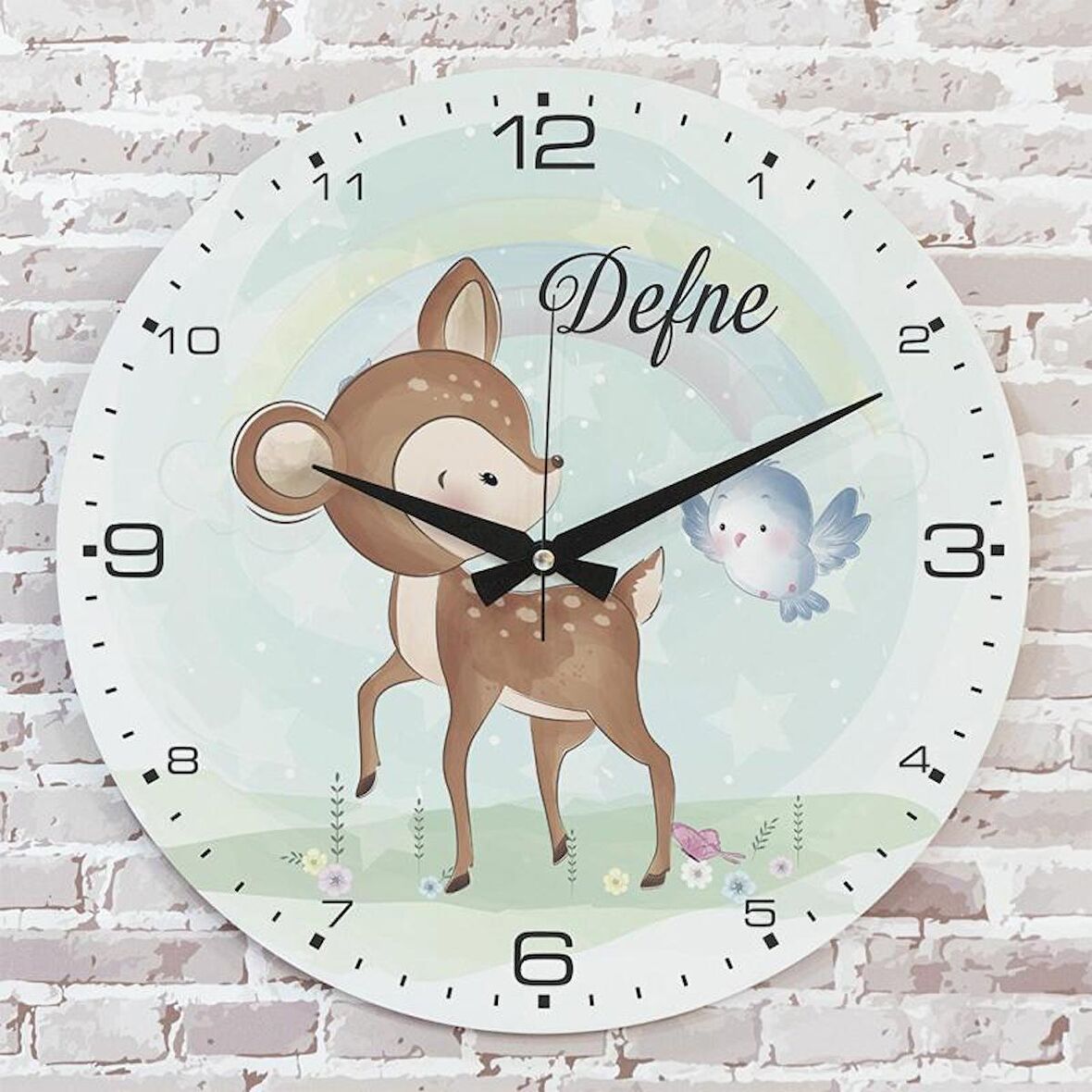 Kişiye Özel Çocuk Odası Hediyesi Ahşap Saat 33cm  KA02-1779