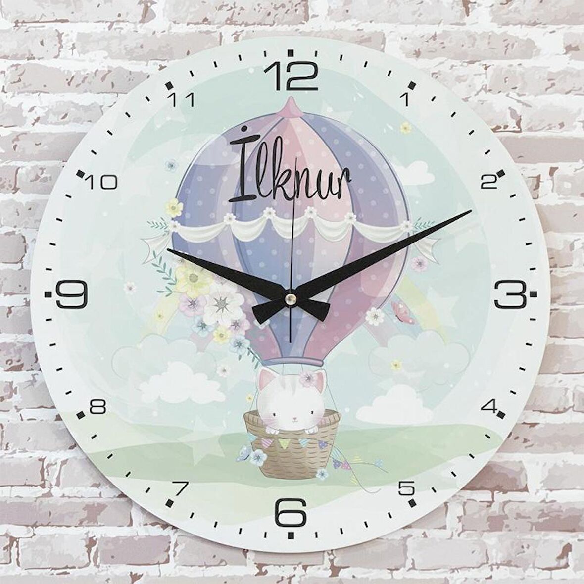 Kişiye Özel Çocuk Odası Hediyesi Ahşap Saat 33cm  KA02-1782
