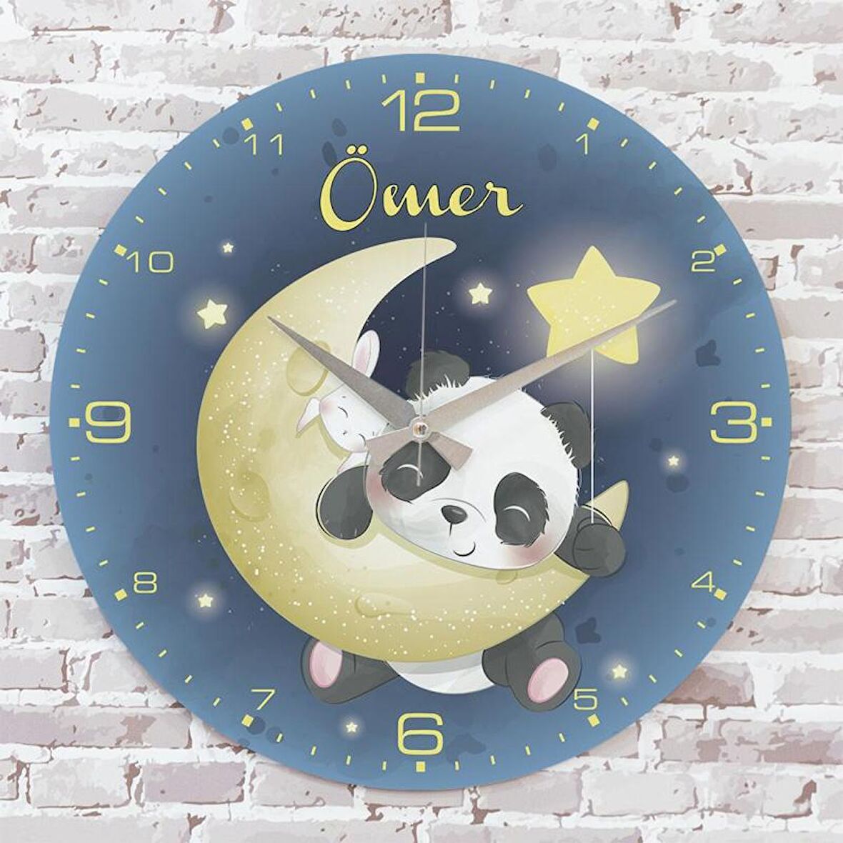 Kişiye Özel Çocuk Odası Hediyesi Ahşap Saat 33cm  KA02-1786