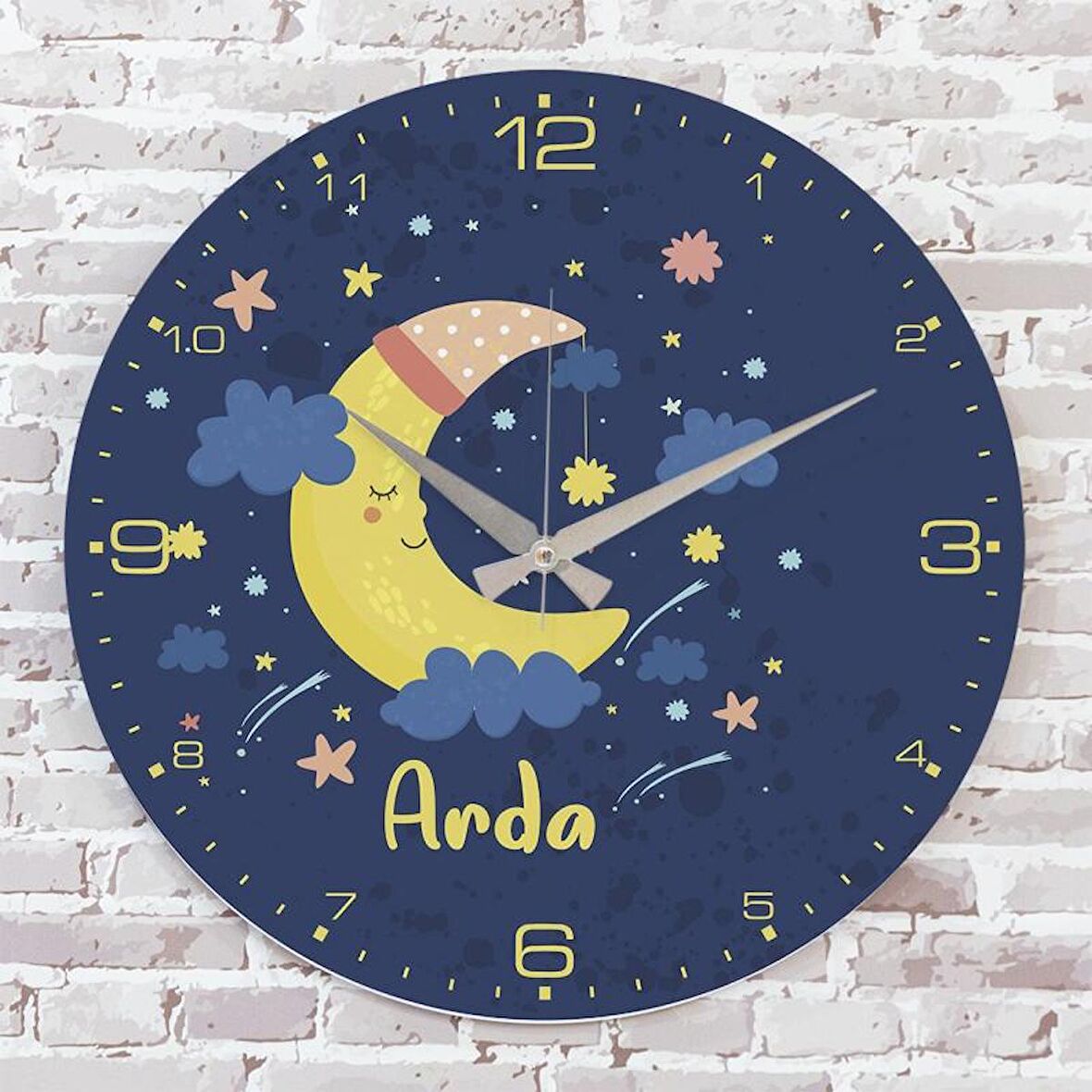 Kişiye Özel Çocuk Odası Hediyesi Ahşap Saat 33cm  KA02-1790