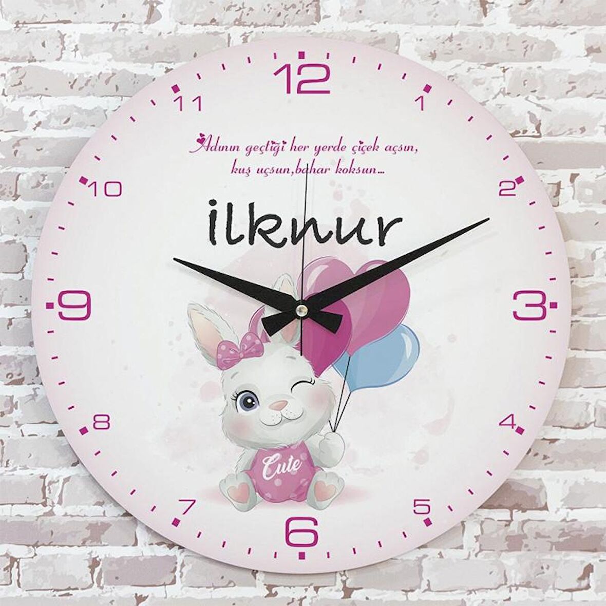 Kişiye Özel Çocuk Odası Hediyesi Ahşap Saat 33cm  KA02-1791