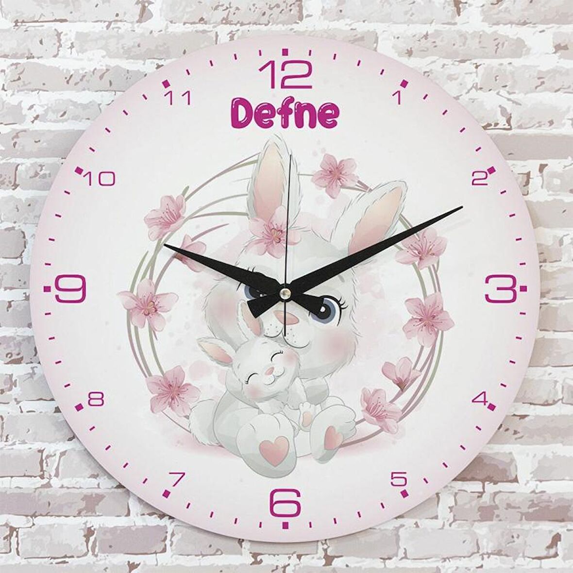 Kişiye Özel Çocuk Odası Hediyesi Ahşap Saat 33cm  KA02-1792