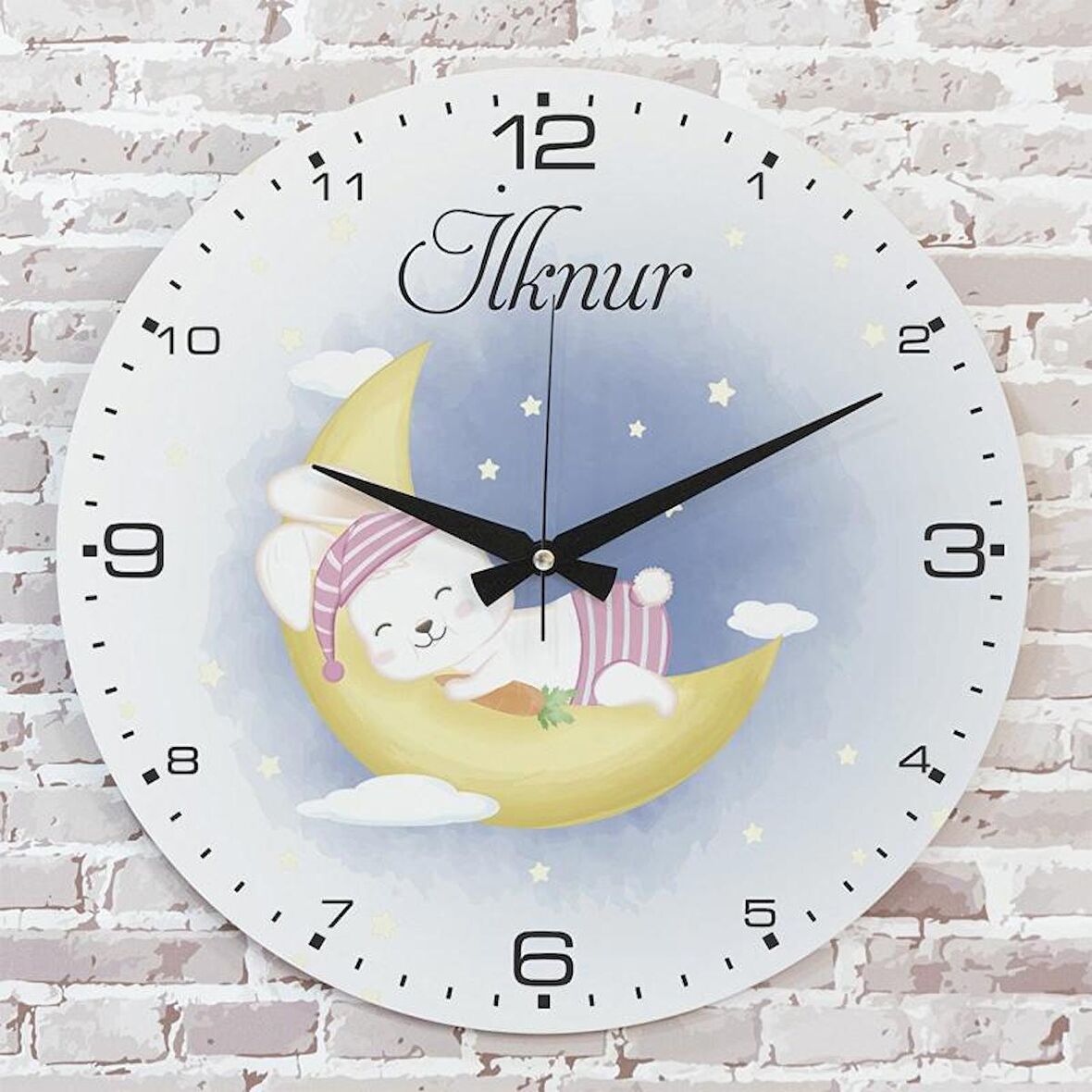 Kişiye Özel Çocuk Odası Hediyesi Ahşap Saat 33cm  KA02-1796