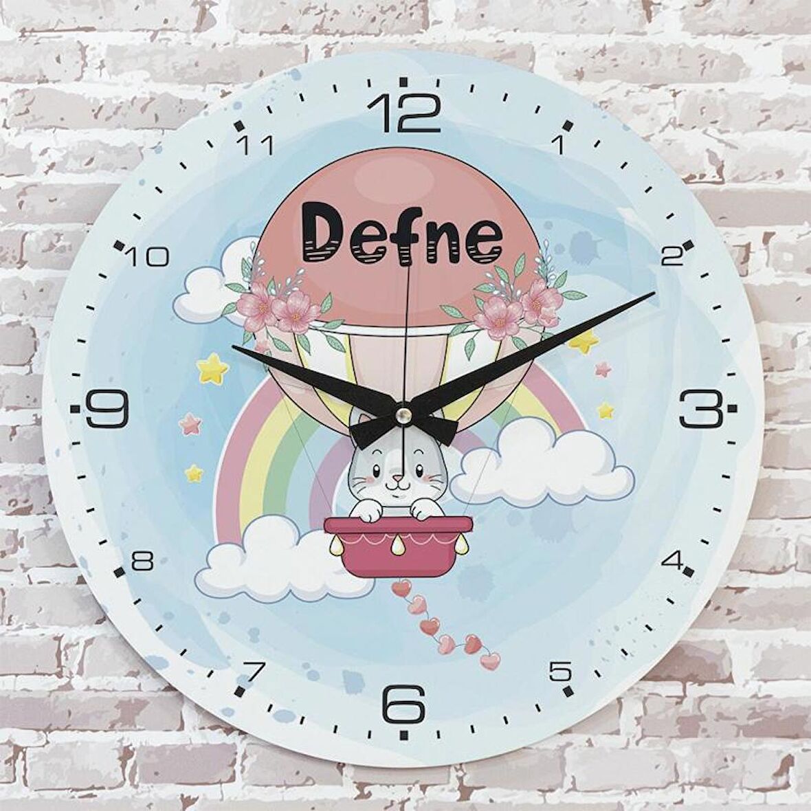Kişiye Özel Çocuk Odası Hediyesi Ahşap Saat 33cm  KA02-1799