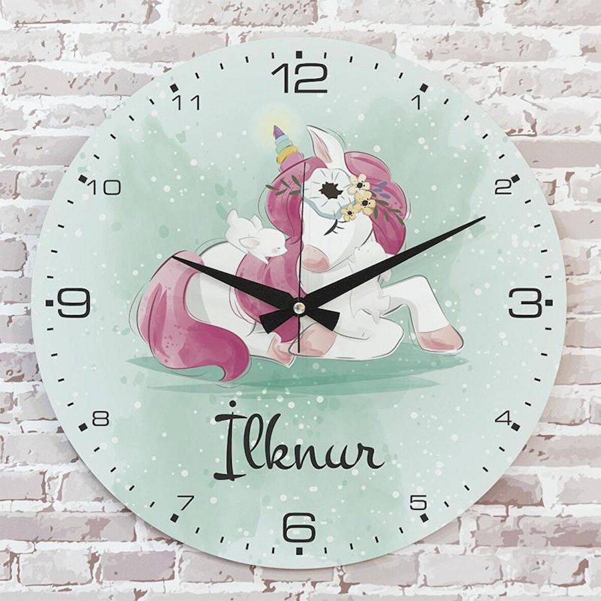 Kişiye Özel Çocuk Odası Hediyesi Ahşap Saat 33cm  KA02-1801