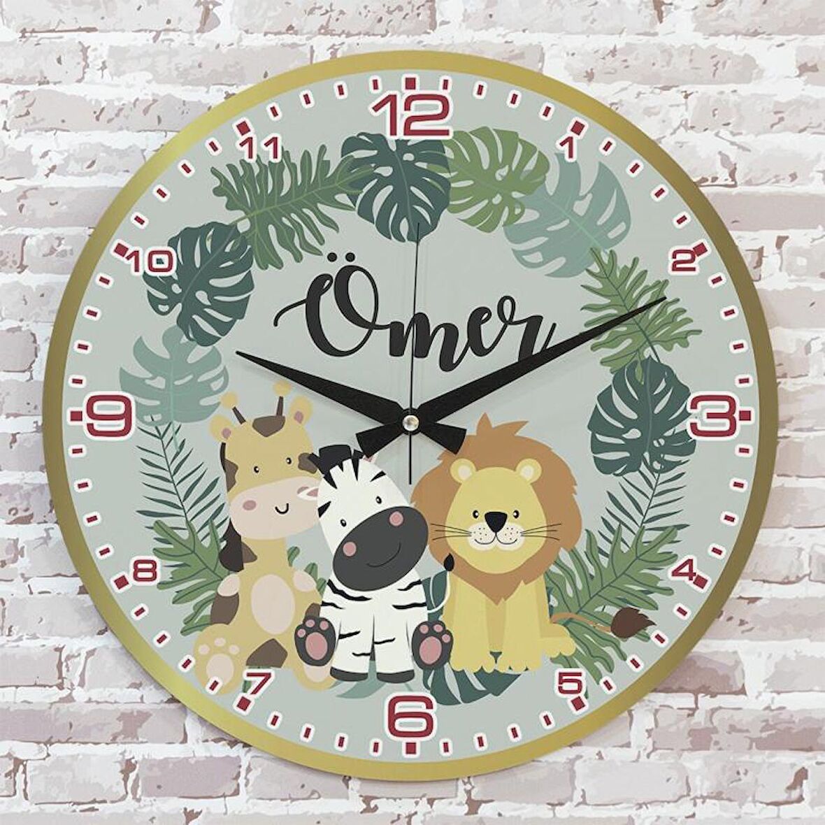 Kişiye Özel Çocuk Odası Hediyesi Ahşap Saat 33cm  KA02-1802