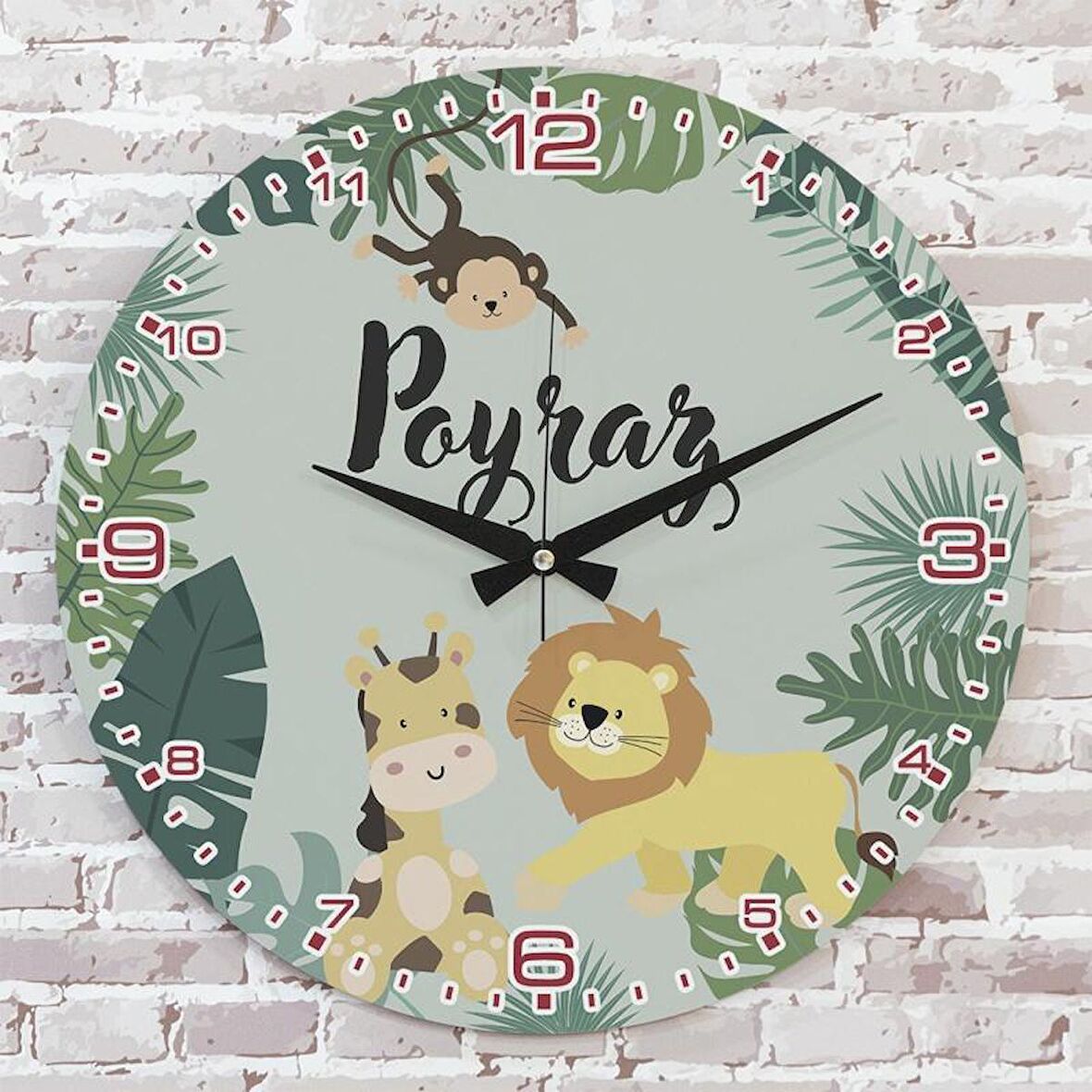 Kişiye Özel Çocuk Odası Hediyesi Ahşap Saat 33cm  KA02-1803