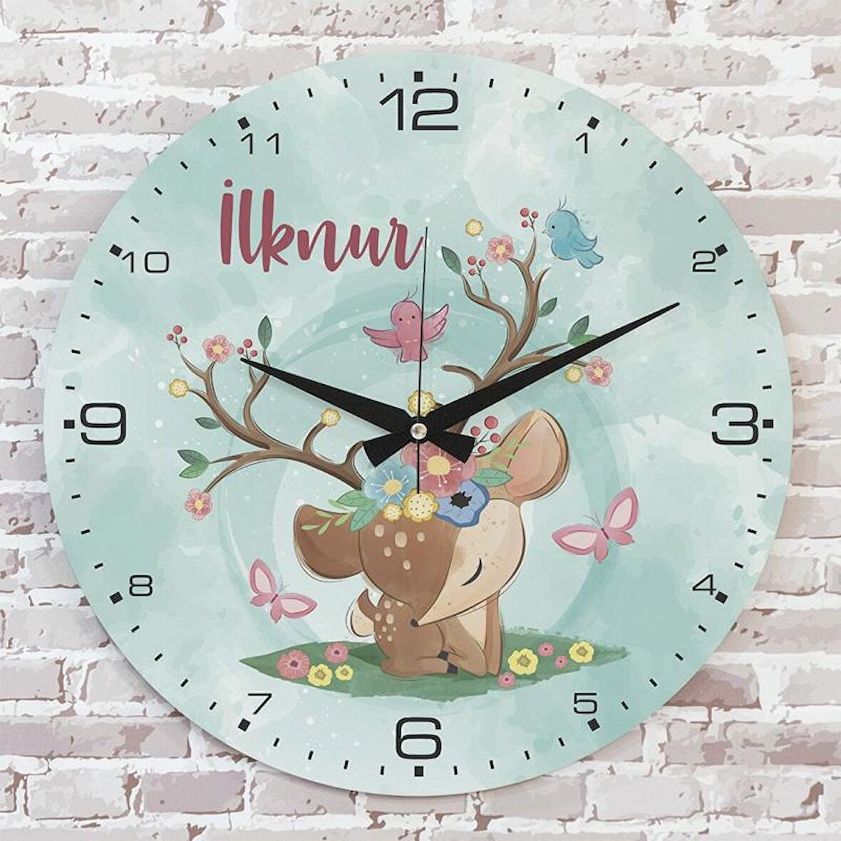 Kişiye Özel Çocuk Odası Hediyesi Ahşap Saat 33cm  KA02-1804