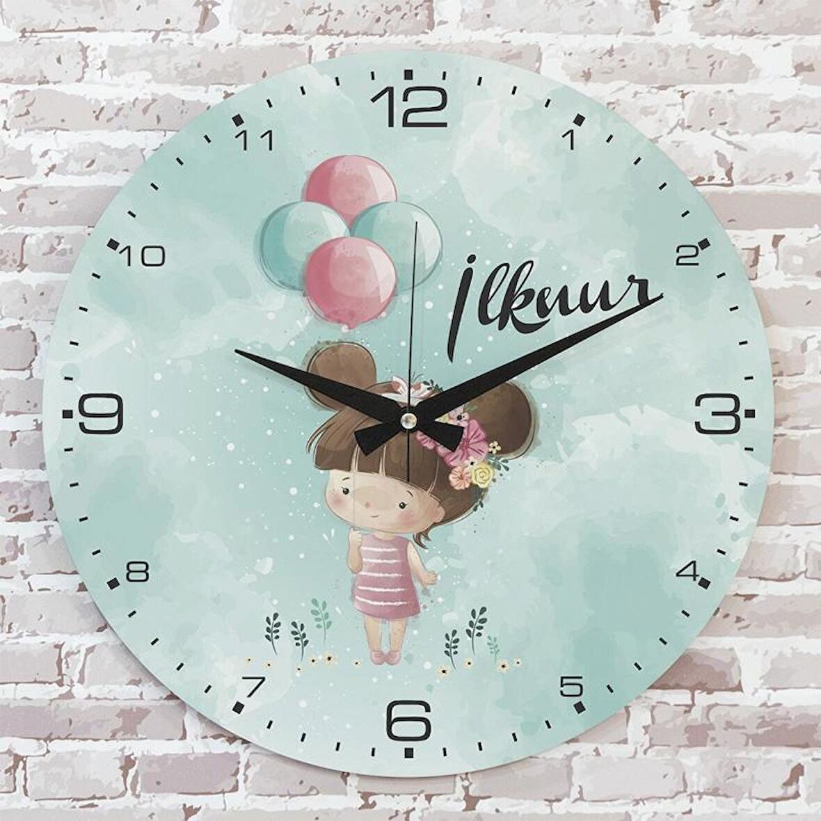 Kişiye Özel Çocuk Odası Hediyesi Ahşap Saat 33cm  KA02-1806
