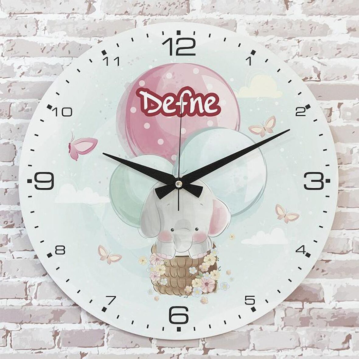 Kişiye Özel Çocuk Odası Hediyesi Ahşap Saat 33cm  KA02-1807
