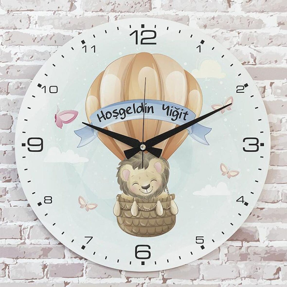 Kişiye Özel Çocuk Odası Hediyesi Ahşap Saat 33cm  KA02-1808